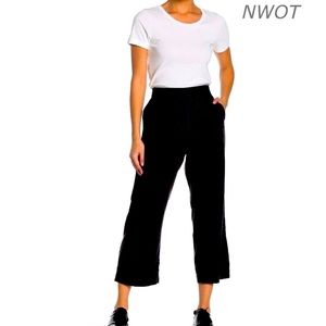 Caslon Linen Blend Wide Leg Cropped Pants Black